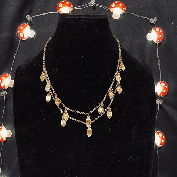 Chic Gold Leaf Double Strand Necklace - Picture 1 of 6